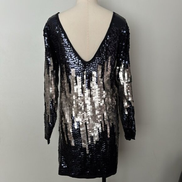 Zara Sequin Plunging Back V Dress Sz S - Picture 7 of 10